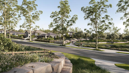 A peaceful family-oriented neighborhood surrounded by lush greenery at Appin Grove